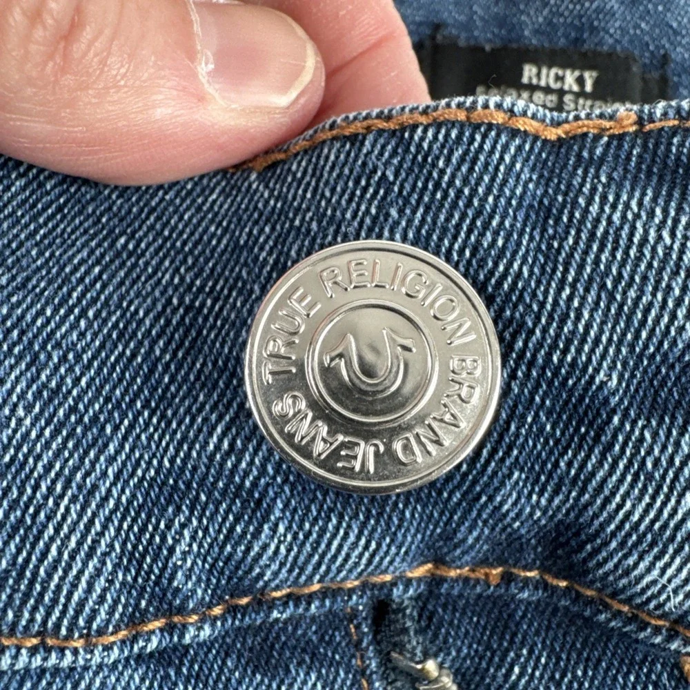 True Religion Ricky Relaxed Straight Mens Blue Jeans  fits 32*32 Denim